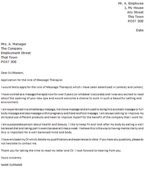 massage therapist cover letter example uk uk