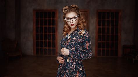 Wallpaper Georgy Chernyadyev Model Women With Glasses Red Lipstick