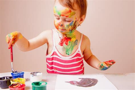 Joyful Child Girl Painting Creativity Education Child Development In