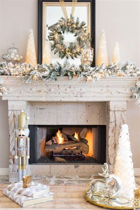 The Chic Technique All White Christmas Fireplace Mantel Diy Christmas