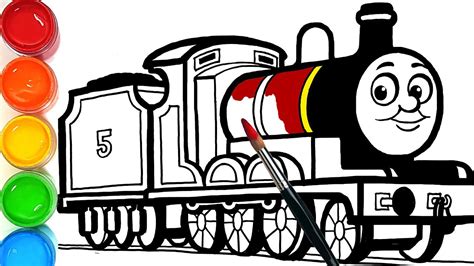 Their coloring pages are very popular with kids of all ages. Draw a train James The Red Engine . learn colors easy ...