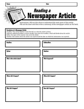 Students will choose their own story topic based on ideas they develop from reading the newspaper. Newspaper Article Summary Form by Jewels | Teachers Pay ...