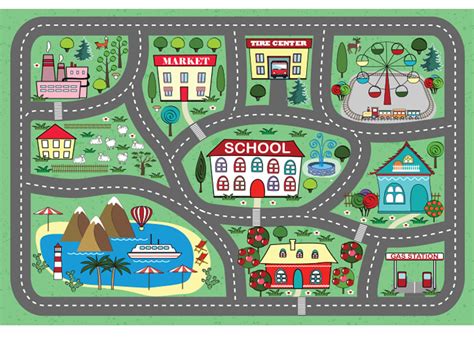City Road Map For Kids Cubierta De Vinilo Laminado Etsy España