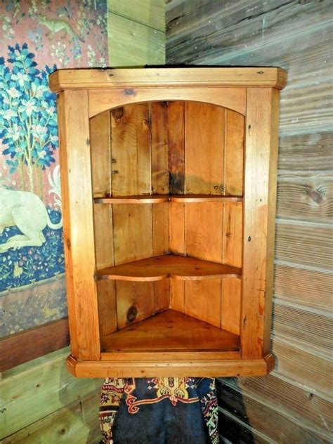 406old Solid Pine Corner Shelves Vintage Pine Corner Cabinet