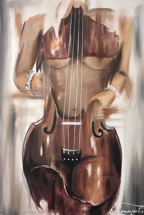 An Abstract Painting Of A Woman Playing The Violin With Her Back Turned