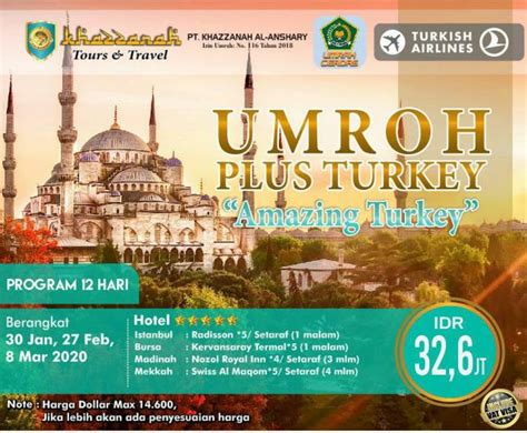 Biaya Umroh Plus Turki 2022 Mei Desember Khazzanah Tour Travel
