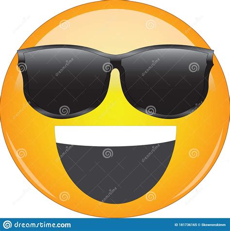 Cool Happy Grin Yellow Emoji Smiling Yellow Face Emoticon Wearing