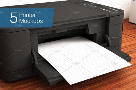 Printer Mockup 5 Poses Printer Mockup Design Graphique