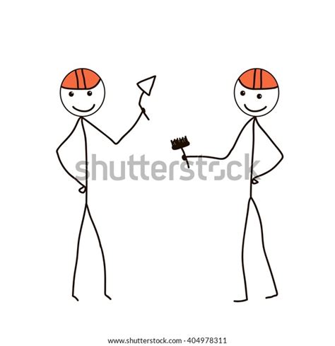 Vector Isolated Stick Figure Builders Stock Vector Royalty Free