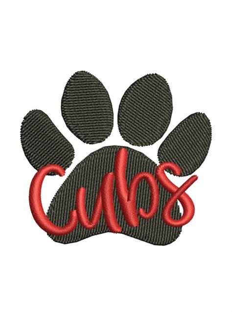 Cubs Paws Embroidery Design Cub Paw Print Embroidery Design Etsy