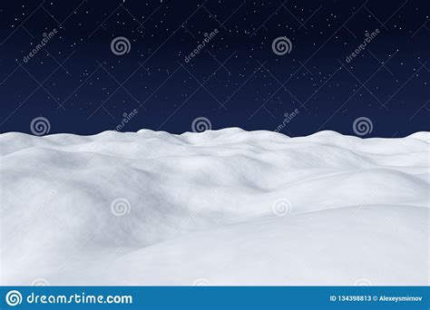 White Snow Field At Night Arctic Winter Landscape Stock Illustration