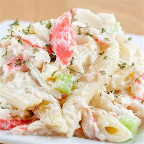 Easy crab salad recipe comes together really quickly with the imitation crab and can be prepared in advance to take for lunch to work or school. easy crab salad