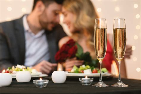 Valentines Day Celebration Background Romantic Couple Having Dinner