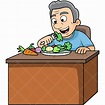 Old Man Eating Vegetables Cartoon Vector Clipart - FriendlyStock