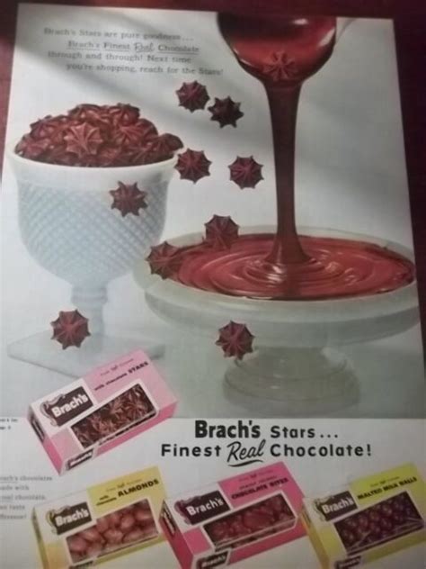1957 Vintage Print Ad Brachs Chocolate Stars Candy 10x13 Malted Milk
