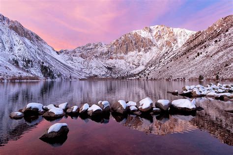 Convict Lake Sunrise With Fresh Snow Photograph By Justin Reznick
