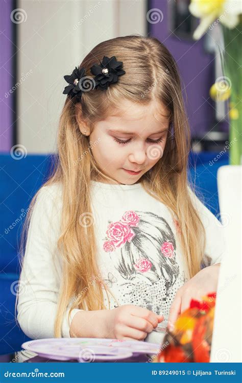 Cute Little Girl Playing Stock Image Image Of Caucasian 89249015