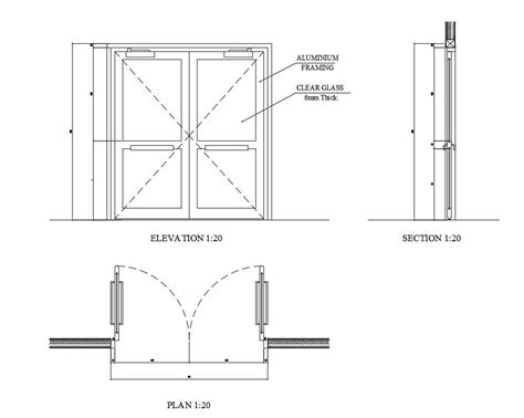 Front And Side Elevation Of Double Door In AutoCAD Dwg File Cadbull