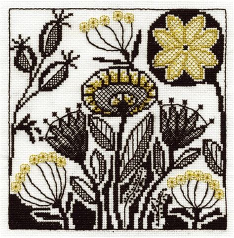Flower Collection Blackwork Cross Stitch Kit