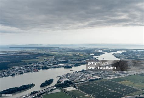 An Aerial View Of The Fraser River Delta Looking South Towards