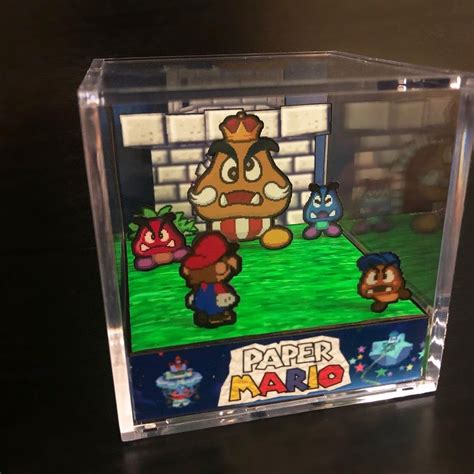 Paper Mario 64 King Goomba Diorama Cube Etsy