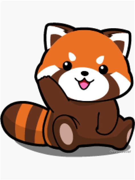 Red Cute Panda Sticker For Sale By Deepsweller Redbubble