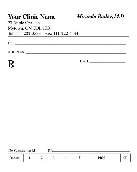 Fillable Prescription Form Printable Forms Free Online