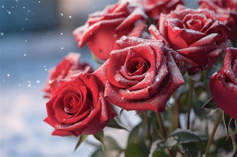 Premium Photo Roses Covered In Snow