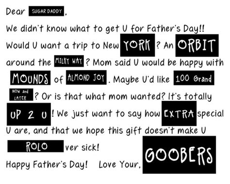 Not returnable or refundable for cash except in states where required by law. Fathers Day Candy Bar Poster Printable