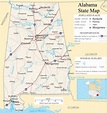 ♥ Alabama State Map - A large detailed map of Alabama State USA