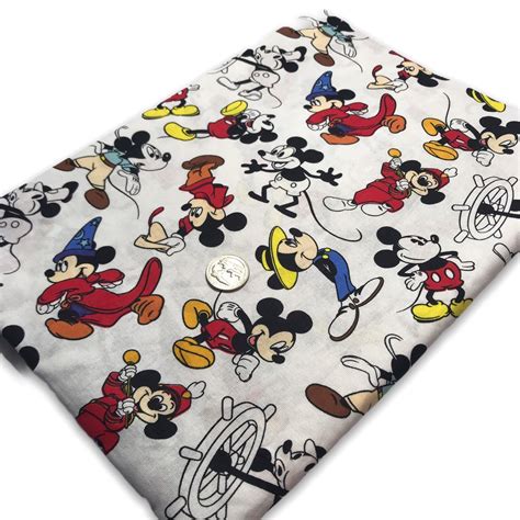 Mickey Mouse Classic Print Fabric By The Yard Fbty Fat Etsy
