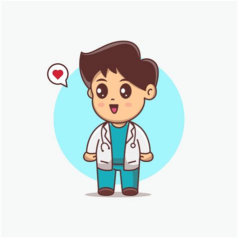 Cute Doctor Boy Cartoon Vector Illustration Kawaii Chibi Cartoon