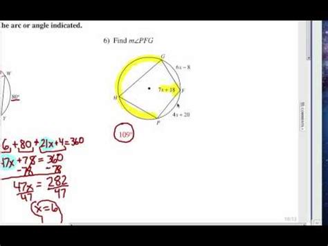 The polygon in this problem has 4 sides, so you know its interior angles add up to 360 degrees. How to Study Central and Inscribed Angles of a Circle ...