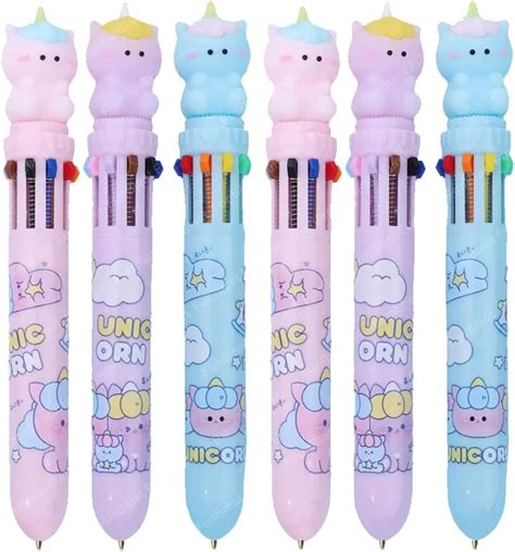 Funblast 10 Colors Unicorn Ballpen Pack Of 6 Cute Pens With Cartoon