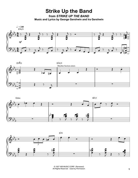 Strike Up The Band Piano Transcription Print Sheet Music Now