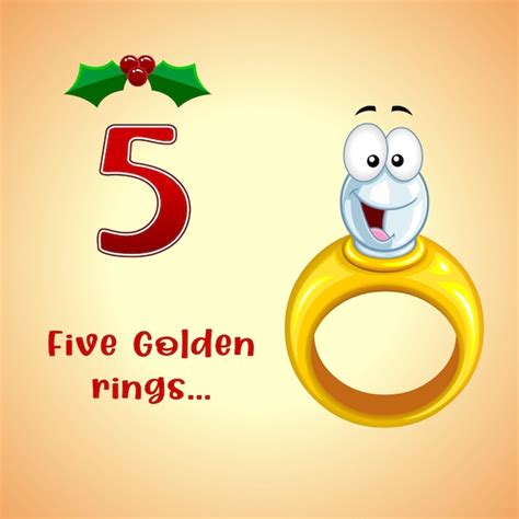 Premium Vector The 12 Days Of Christmas 5th Day Five Gold Rings