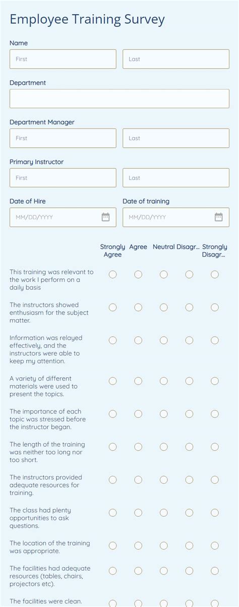 Employee Training Survey Template 123formbuilder