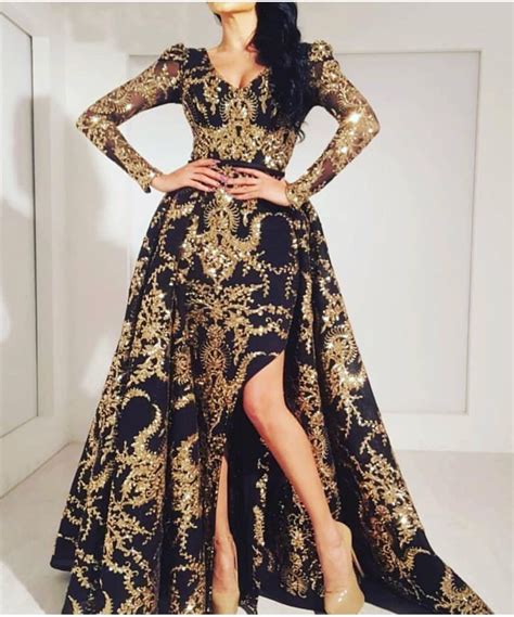 Black And Gold Evening Dress Detachable Skirt Evening Dress 2019 Fashion Evening Dress Arabic