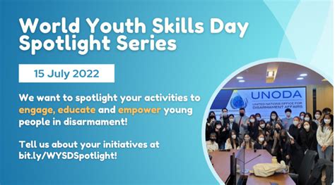 youth4disarmament will highlight youth led initiatives to mark world youth skills day 2022