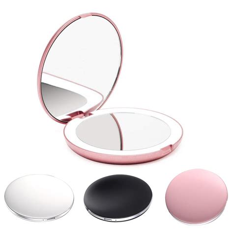 led light mini makeup mirror compact pocket face lip cosmetic mirror travel portable lighting