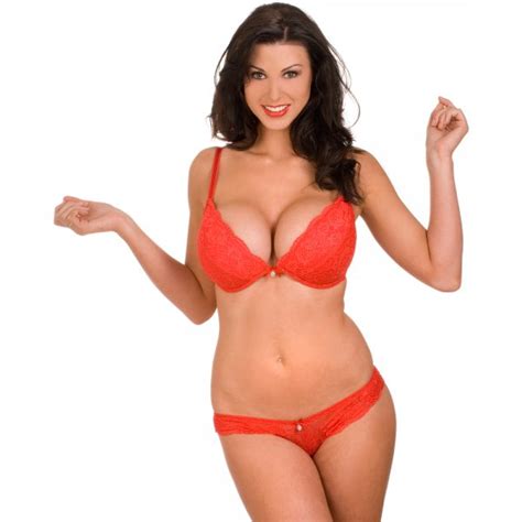 Camille Womens Ladies Red Padded Plunge Push Up Lace Lingerie Bra Size