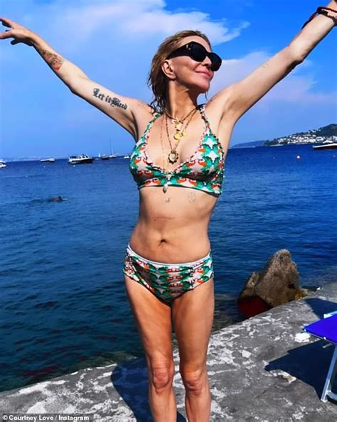 Courtney Love 58 Shows Off Her Youthful Physique In A Patterned
