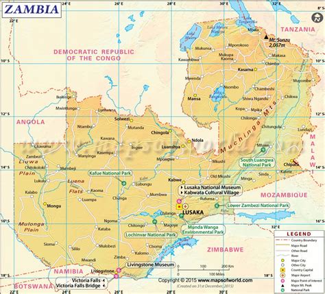 Map Of Zambia Africa Topographic Map Of Usa With States