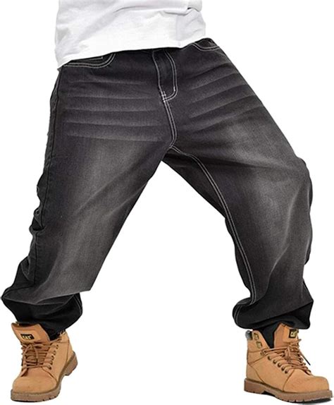 Men S Baggy Jeans Pants Hip Hop Style Fit Fashion Loose Unique Dance Pants Clubwear Jeans