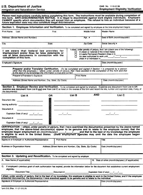 Form I Employment Eligibility Verification Fillable Printable Forms Free Online