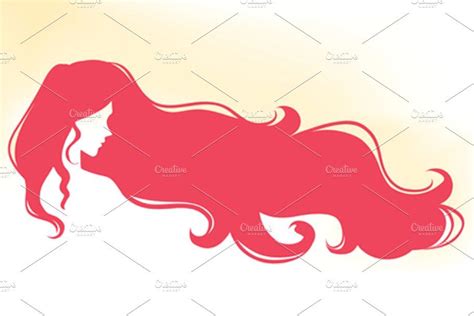 Logo With Woman With Long Hair Graphic Illustration Beautiful Women Long Hair Styles