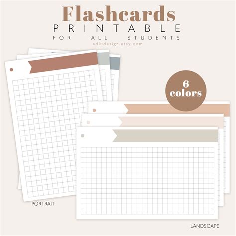 Flashcards For Student Printable Notes Cards For Studying Etsy