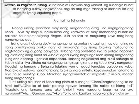 Kilos Gawi At Karakter Ng Tauhan Sa Alamat