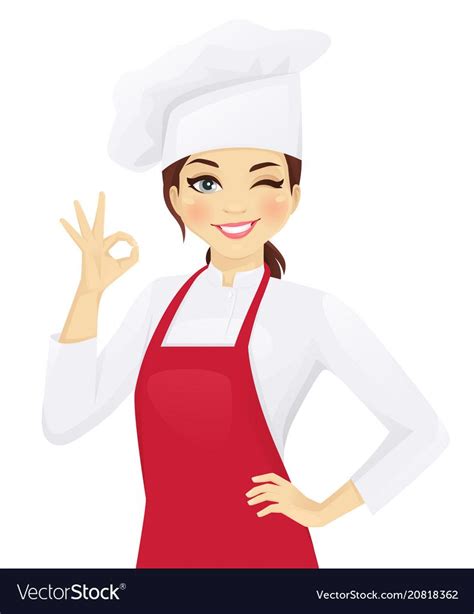 Chef Woman Gesturing Ok Royalty Free Vector Image Logo Chef Free Vector Images Vector Free