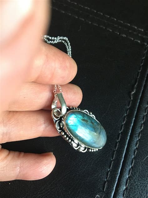 Sale Blue Moonstone Pendant Necklace Vintage Moonstone Etsy